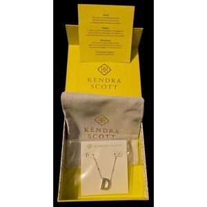 Kendra Scott Letter D Pendant Necklace Rhodium Tone Initial Necklace New in Box